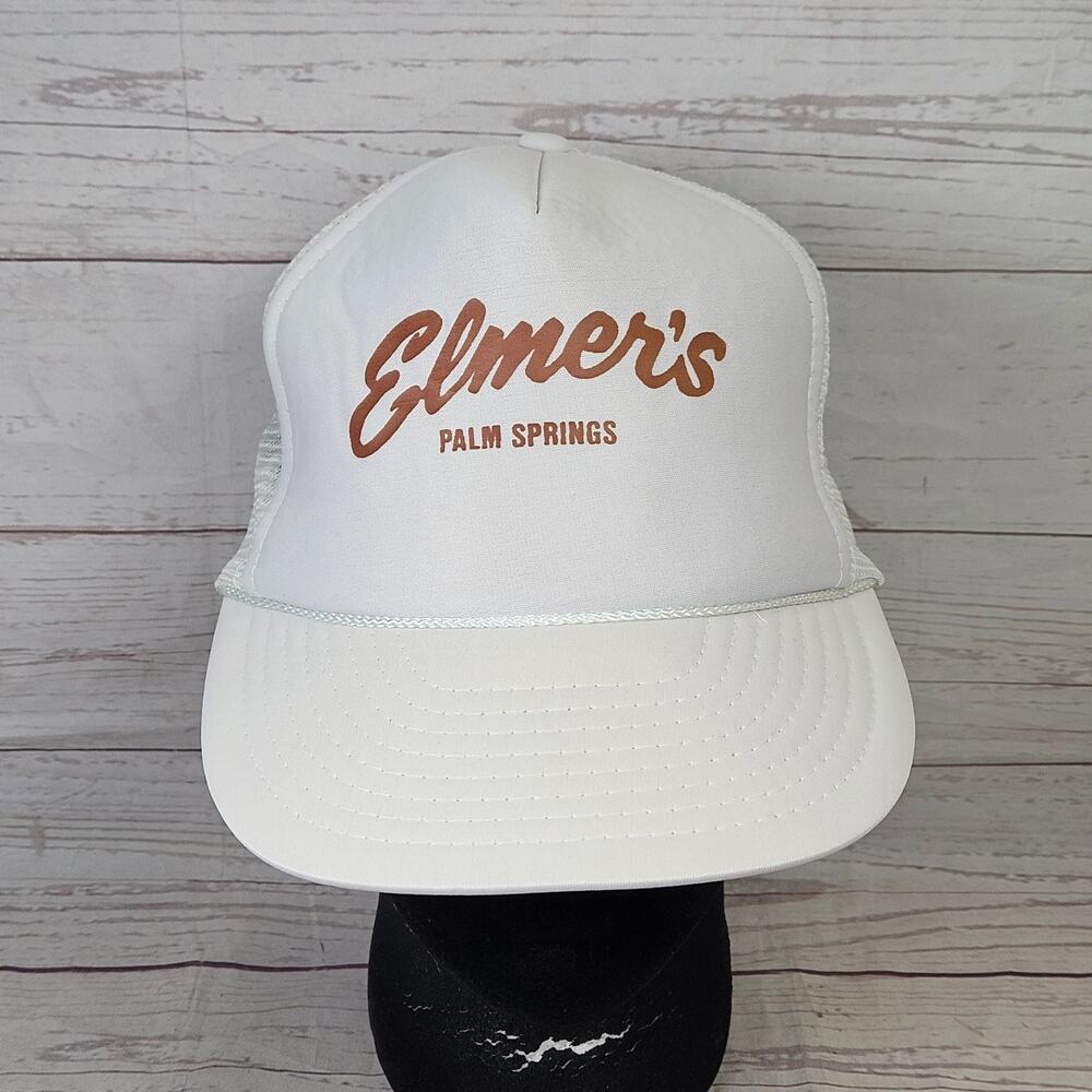 Elmer's Hat Trucker Snapback Men's Adjustable White Palm Springs